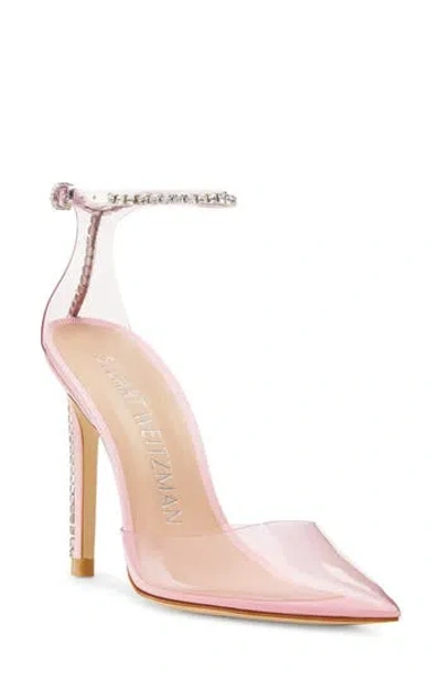 Stuart Weitzman Glam 100 Strap Pump In Light Pink/cotton Ca