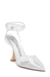 Stuart Weitzman , Glam Xcurve 100 Wrap Pump, Pumps, Silver, Pvc In Clear/silver/clear