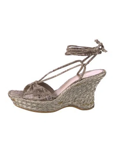 Pre-owned Stuart Weitzman Glitter Accents Espadrilles In Neutral