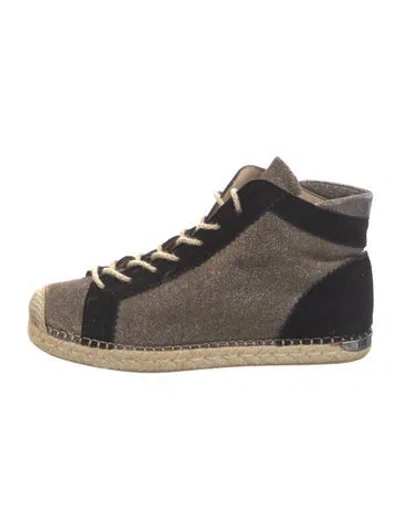 Pre-owned Stuart Weitzman Glitter Accents Wedge Sneakers In Silver