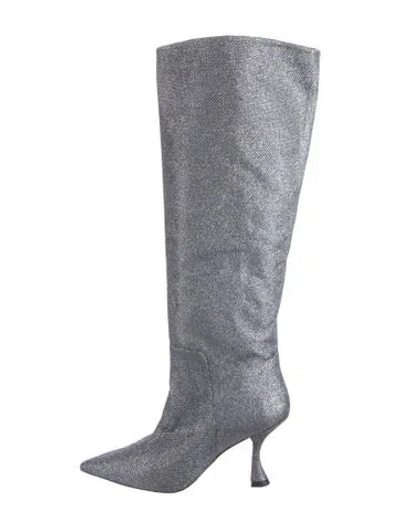 Pre-owned Stuart Weitzman Glitter Boots In Silver