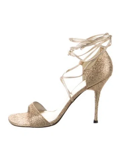 Pre-owned Stuart Weitzman Glitter Crystal Embellishments Sandals