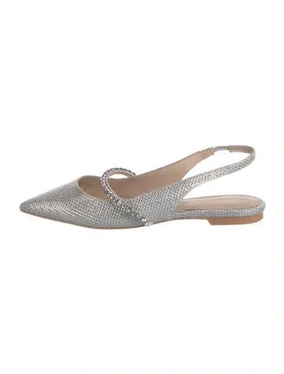 Pre-owned Stuart Weitzman Glitter Crystal Embellishments Slingback Flats