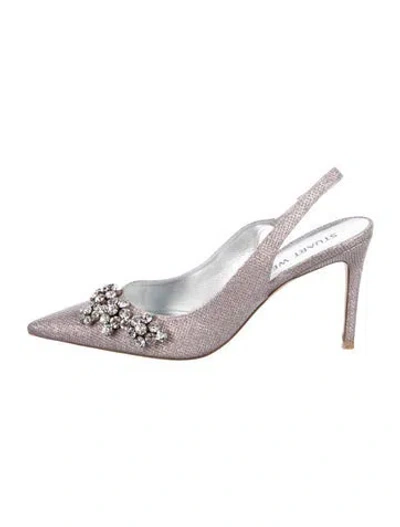 Pre-owned Stuart Weitzman Glitter Crystal Embellishments Slingback Pumps