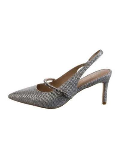 Pre-owned Stuart Weitzman Glitter Crystal Embellishments Slingback Pumps In Silver