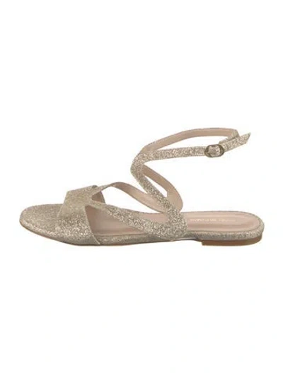 Pre-owned Stuart Weitzman Glitter Gladiator Sandals In Gold