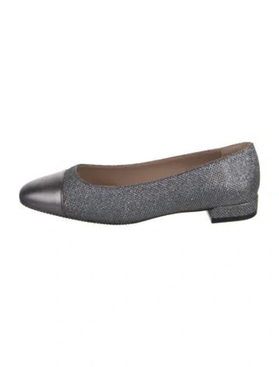 Pre-owned Stuart Weitzman Glitter Glitter Accents Ballet Flats In Silver