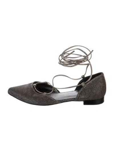 Pre-owned Stuart Weitzman Glitter Glitter Accents D'orsay Flats