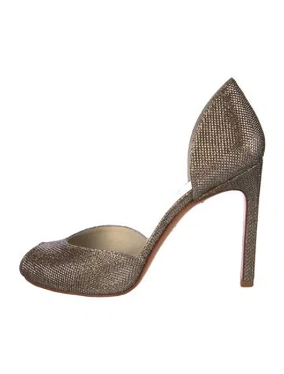 Pre-owned Stuart Weitzman Glitter Glitter Accents D'orsay Pumps In Gold