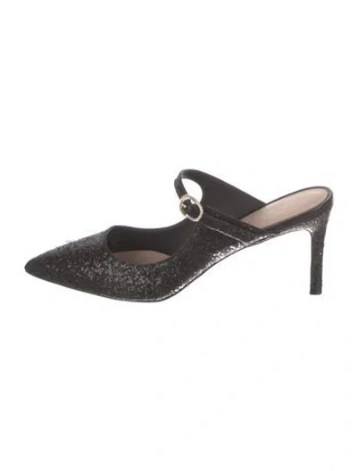 Pre-owned Stuart Weitzman Glitter Glitter Accents Mules In Multi