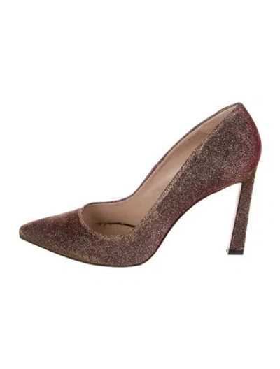 Pre-owned Stuart Weitzman Glitter Glitter Accents Pumps In Gold