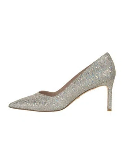 Pre-owned Stuart Weitzman Glitter Glitter Accents Pumps In Silver