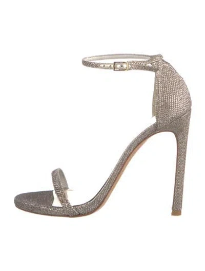 Pre-owned Stuart Weitzman Glitter Glitter Accents Pumps In Silver