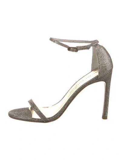 Pre-owned Stuart Weitzman Glitter Glitter Accents Sandals