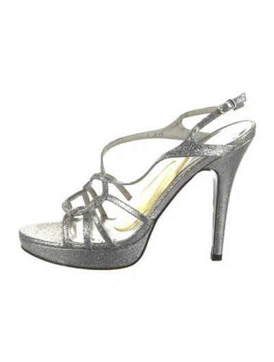 Pre-owned Stuart Weitzman Glitter Glitter Accents Sandals