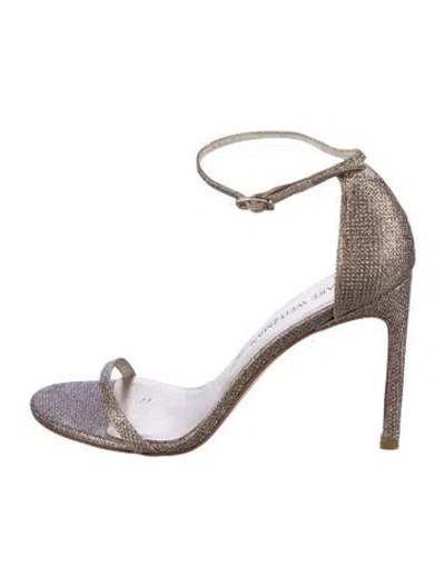 Pre-owned Stuart Weitzman Glitter Glitter Accents Sandals In Neutral