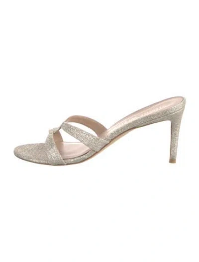 Pre-owned Stuart Weitzman Glitter Glitter Accents Slides In Gold