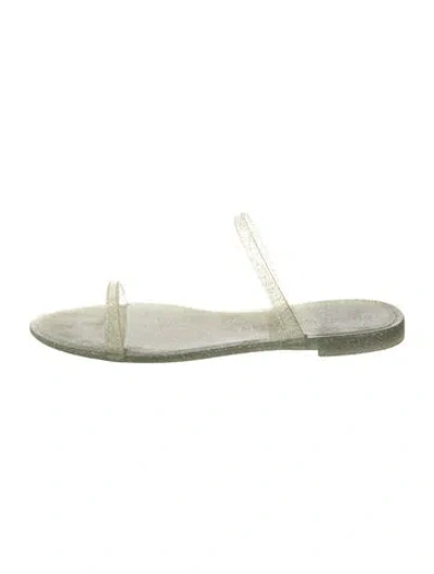 Pre-owned Stuart Weitzman Glitter Glitter Accents Slides In Transparent