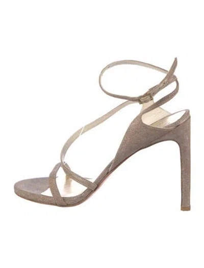 Pre-owned Stuart Weitzman Glitter Glitter Accents Slingback Sandals In Gold