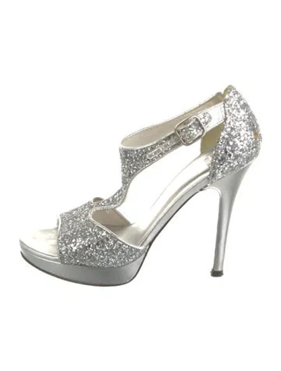Pre-owned Stuart Weitzman Glitter Glitter Accents T-strap Pumps