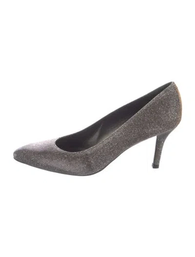 Pre-owned Stuart Weitzman Glitter Houndstooth Print Pumps In Silver