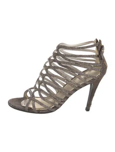 Pre-owned Stuart Weitzman Glitter Lace-up Boots In Neutral
