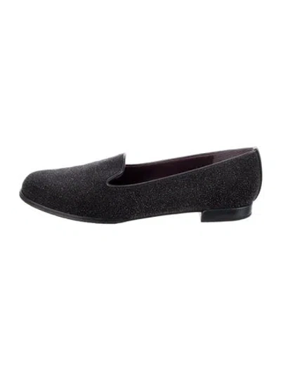 Pre-owned Stuart Weitzman Glitter Loafers In Black