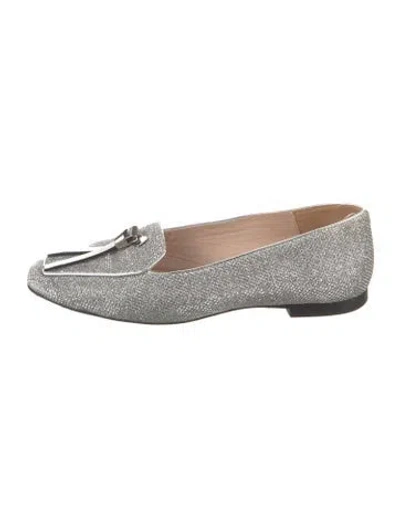 Pre-owned Stuart Weitzman Glitter Loafers In Silver