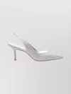 Stuart Weitzman Glitter Mid Heel Pointed Toe Pumps In Silver