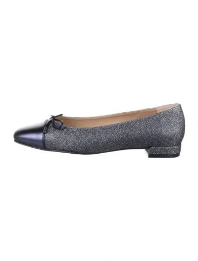 Pre-owned Stuart Weitzman Glitter Patterned Ballet Flats In Silver