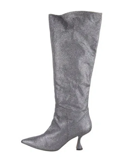 Pre-owned Stuart Weitzman Glitter Patterned Boots In Silver