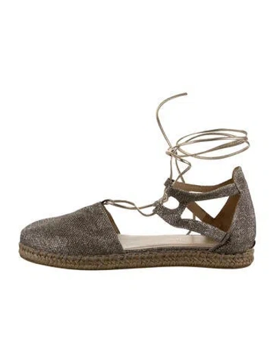 Pre-owned Stuart Weitzman Glitter Patterned Espadrilles In Gold/metallic