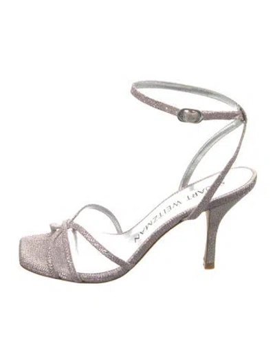 Pre-owned Stuart Weitzman Glitter Patterned Sandals In Silver