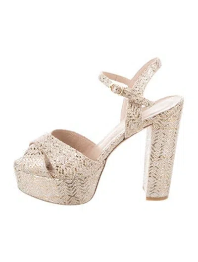 Pre-owned Stuart Weitzman Glitter Patterned Sandals In White
