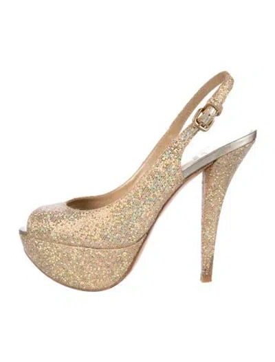 Pre-owned Stuart Weitzman Glitter Patterned Slingback Pumps