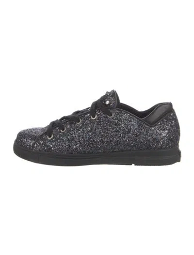 Pre-owned Stuart Weitzman Glitter Patterned Sneakers In Black