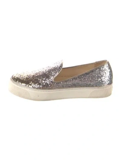 Pre-owned Stuart Weitzman Glitter Patterned Sneakers In Gold/neutrals/silver