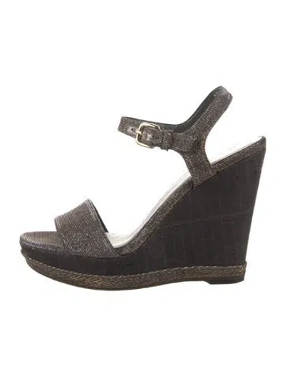 Pre-owned Stuart Weitzman Glitter Printed Espadrilles
