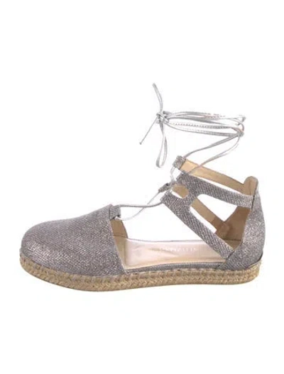 Pre-owned Stuart Weitzman Glitter Printed Espadrilles In Pink