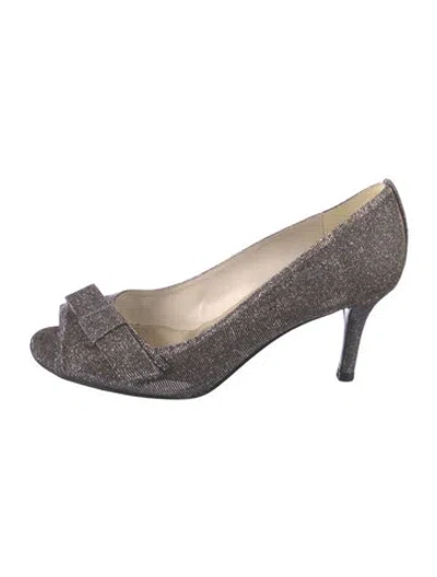 Pre-owned Stuart Weitzman Glitter Printed Pumps In Silver