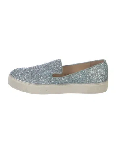 Pre-owned Stuart Weitzman Glitter Printed Sneakers In Blue/metallic