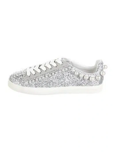 Pre-owned Stuart Weitzman Glitter Printed Sneakers In Silver