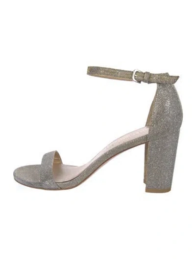 Pre-owned Stuart Weitzman Glitter Sandals In Metallic/silver