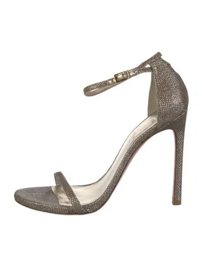 Pre-owned Stuart Weitzman Glitter Sandals In Silver