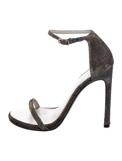 Pre-owned Stuart Weitzman Glitter Sandals In Silver