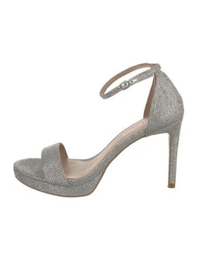 Pre-owned Stuart Weitzman Glitter Sandals In Silver