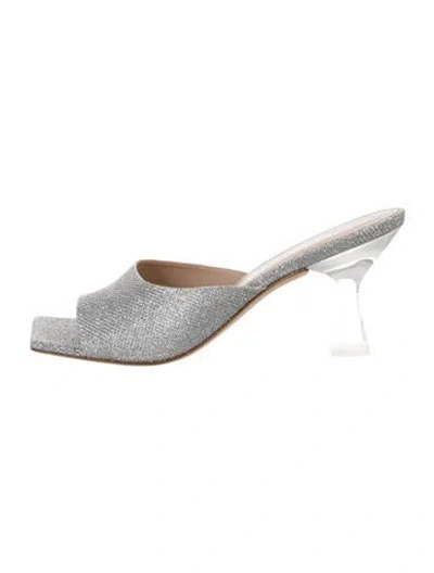 Pre-owned Stuart Weitzman Glitter Slides In Silver