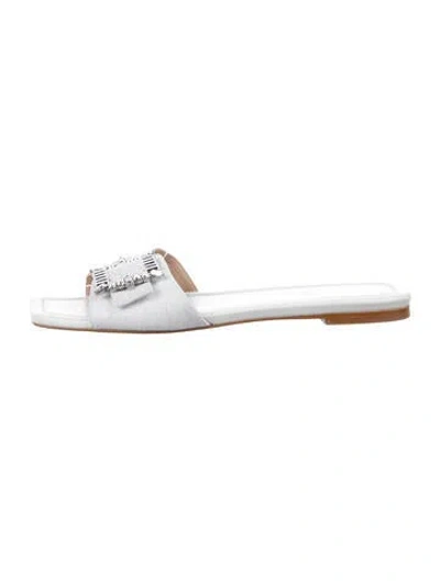 Pre-owned Stuart Weitzman Glitter Slides In Silver