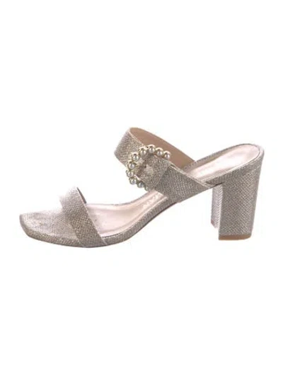 Pre-owned Stuart Weitzman Glitter Slides In Silver