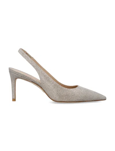 Stuart Weitzman Glitter Slingback Pump With Pointed Toe And Stiletto Heel For Women In Pink